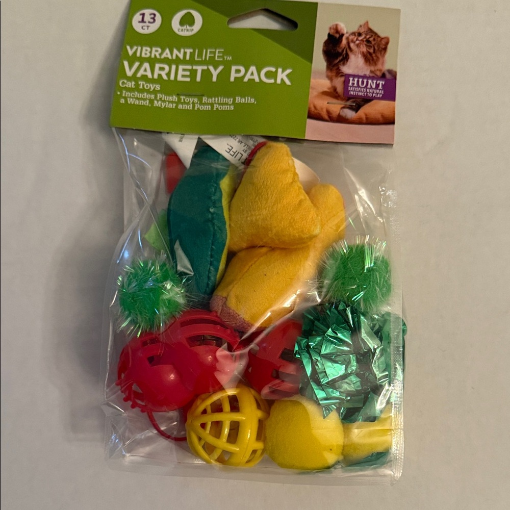 Vibrant Life Cat Toy Variety Pack - Red, Yellow, Green